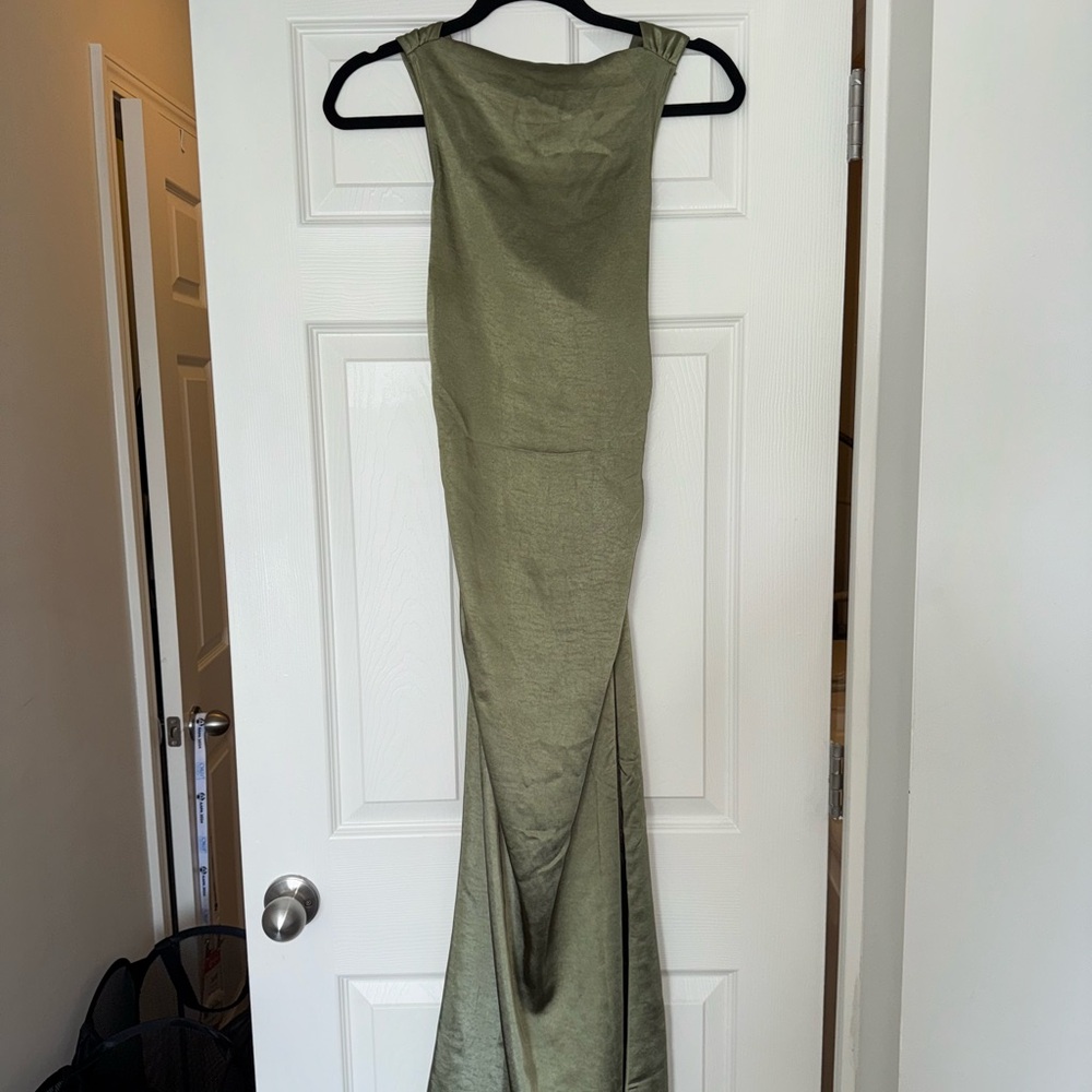 Jade Green Cowl Neck Backless Dress for Weddings